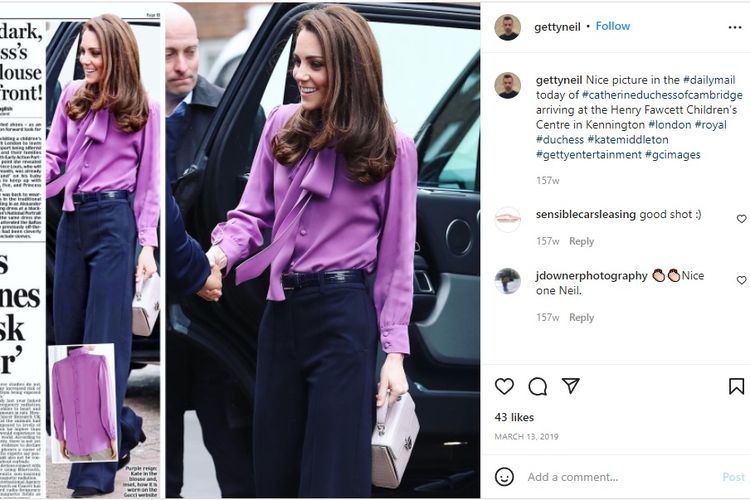 Kecelakaan Fesyen Bangsawan Inggris: Kate Middleton memakai blus ungu Gucci secara terbalik 