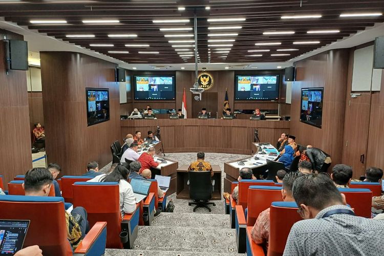Ruang Sidang Dewan Kehormatan Penyelenggara Pemilu (DKPP) dalam sidang dugaan kebocoran data DPT di Kantor DKPP Jakarta Pusat, Rabu (28/2/2024)