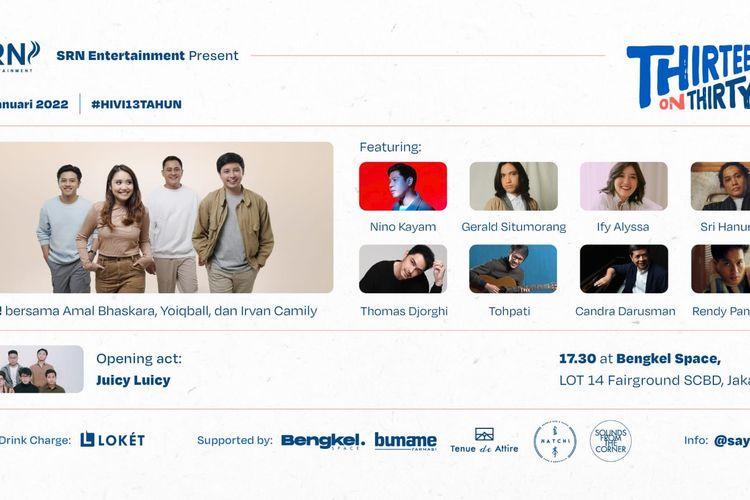 Grup musik HIVI! akan merayakan 13 tahun perjalanan mereka di industri musik lewat sebuah konser bertajuk #ThirteenOnThirty.