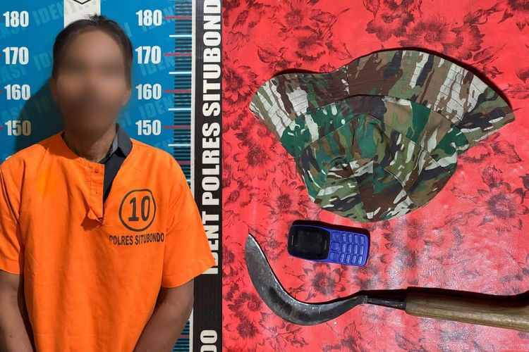 Tim Reskrim Polres Situbondo Polda Jatim menangkap AN (57 tahun), warga Dusun Bandusa, Desa Jatisari, Kecamatan Arjasa sebagai pelaku pembacokan pada Kamis (24/7/2025). 