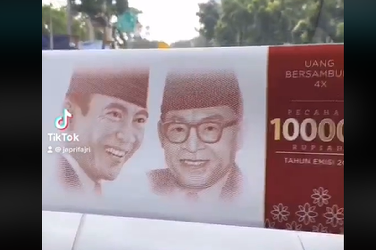 Tangkapan layar uang bersambung pecahan Rp 100.000 yang tidak dipotong viral di TikTok.