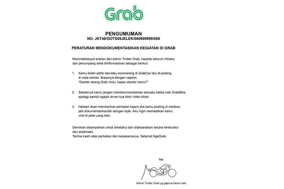 Grab Indonesia Rilis Peraturan Kegiatan Pendokumentasian saat Perjalanan