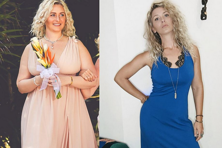 Athena Simpson sebelum dan sesudah penurunan berat badan.