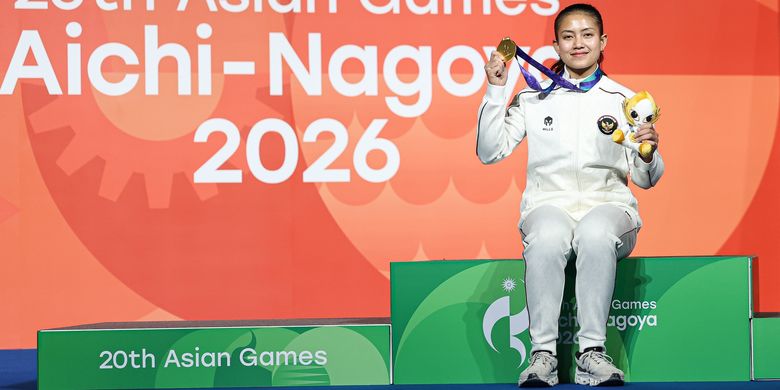 Atlet panjat tebing Indonesia, Desak Made Rita Kusuma Dewi, mendapatkan medali emas di nomor speed putri Asian Games 2026 Aichi-Nagoya, Rabu (30/9/2026).