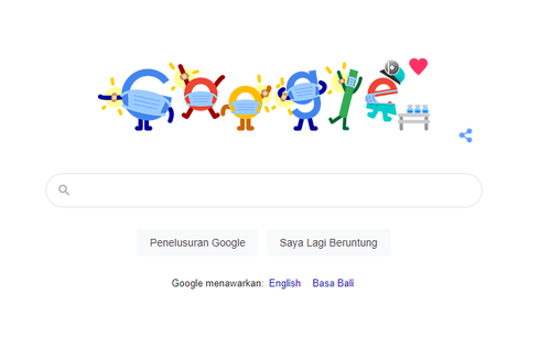 Pencegahan Covid-19, Google Doodle Hari Ini Bermasker dan Jaga Jarak