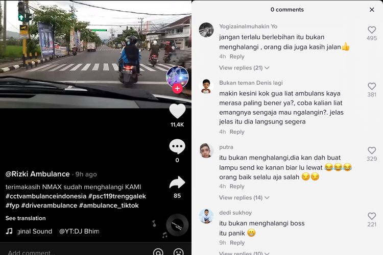 Pengendara motor yang diduga menghalangi laju ambulans pada saat sedang bertugas di jalan raya.