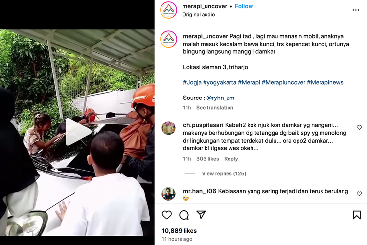 Video anak kecil terjebak di dalam mobil