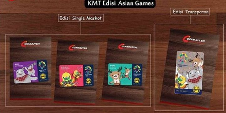 Kartu multitrip (KMT) commuter line bergambar maskot Asian Games. 