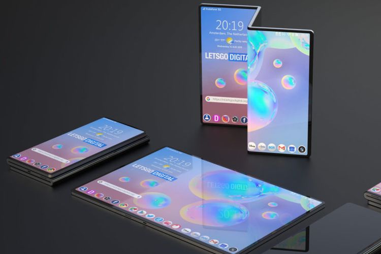 Mock-up tidak resmi ponsel lipat Samsung yang bisa dilipat beberapa kali