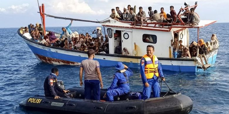 A file photo of a group of Rohingya on a fishing boat belongs to Indonesian fisherman in North Aceh dated June 24, 2020.  