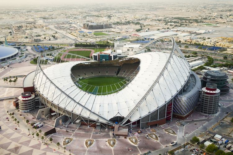 Khalifa International Stadium, salah satu venue Piala Dunia 2022 Qatar. Di artikel ini Anda bisa membaca profil stadion Piala Dunia 2022, Khalifa International stadium.