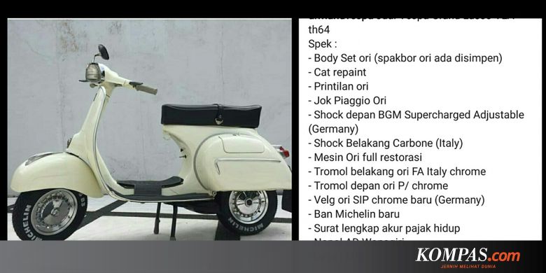 Harga Vespa Lawas Bisa Jauh Lebih Mahal dari Vespa Baru