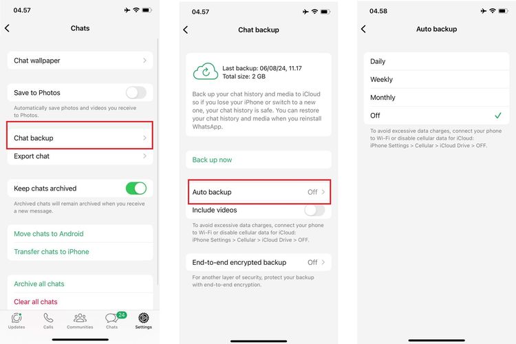 Ilustrasi cara backup WhatsApp iPhone secara otomatis.