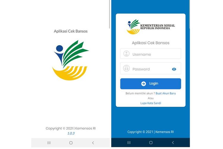 Tangkapan layar Aplikasi Cek Bansos Kemensos