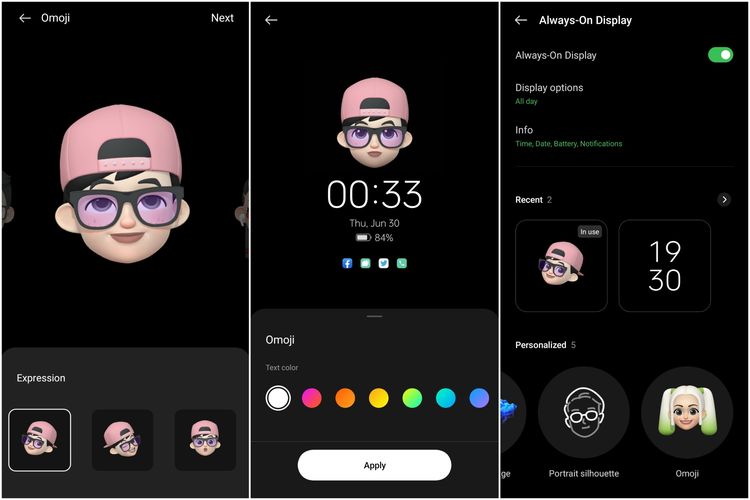 Cara menampilkan avatar 3D Omoji di lockscreen Oppo Reno7 4G.