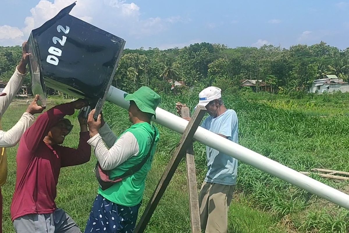 Para petani mengembangkan rumah bagi burung hantu di persawahan Pedukuhan (dusun) Dobangsan dan sekitarnya pada Kalurahan Giripeni, Kapanewon Wates, Kabupaten Kulon Progo, Daerah Istimewa Yogyakarta.