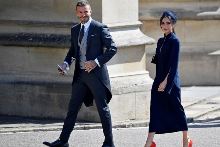 David dan Victoria Beckham hadir pada pernikahan Pangeran Harry, 19 Mei 2018. 