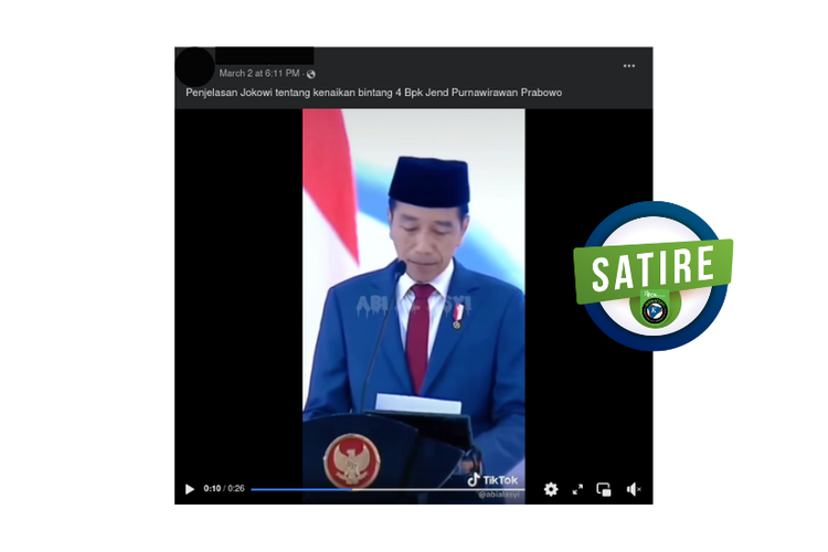 Satire, Jokowi minta masyarakat tidak protes kenaikan pangkat Prabowo