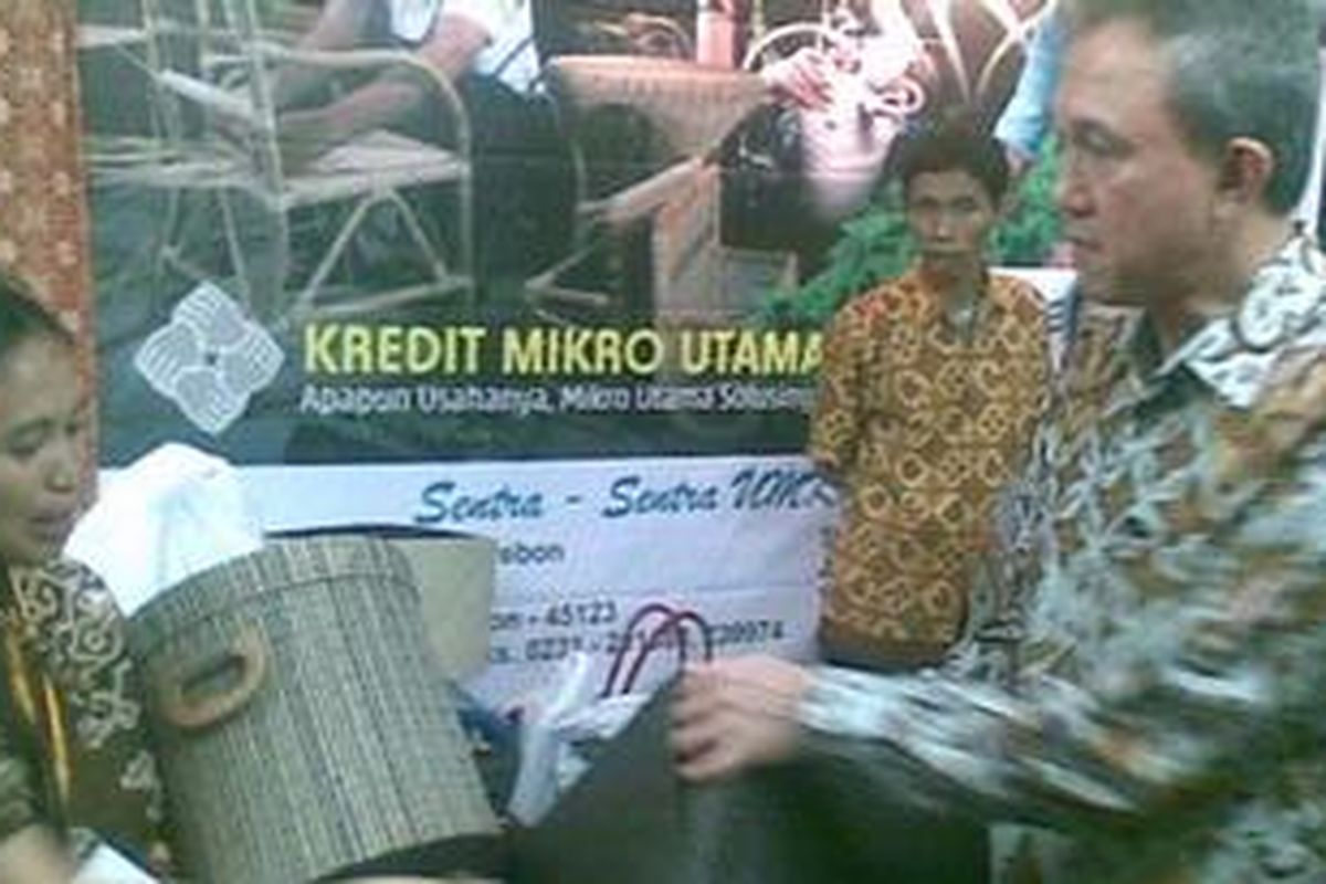 Kepala Badan Pengkajian dan Penerapan Teknologi, Marzan A Iskandar, sedang meninjau salah satu stan Pameran Gelar Inovasi UMKM 2010, Senin (8/11/2010) di Lobi Gedung 2 BPPT.