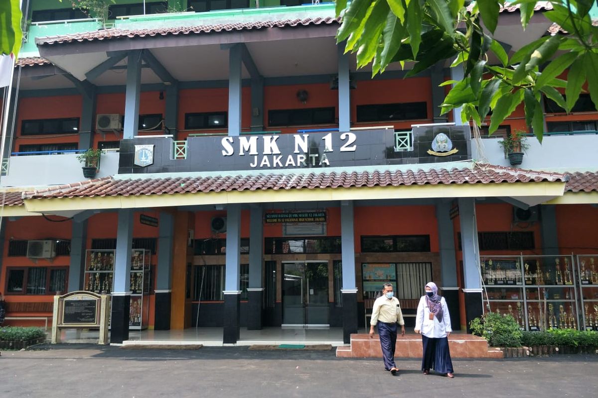 SMKN 23 Tanjung Priok Jakarta Utara tunda pembelajaran tatap muka (PTM) tahap dua, Rabu (9/6/2021).