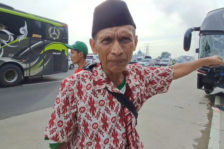 Heri, sopir bus Primajasa yang terlibat kecelakaan di jalan tol Jakarta - Cikampek Km 58, Karawang, Jawa Barat, Senin (8/4/2024).
