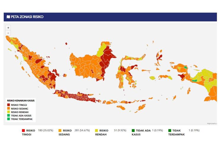 Tangkapan layar 180 zona merah per 18 Juli