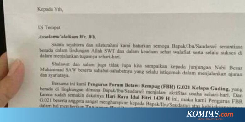 Beredarnya Surat Permohonan Thr Jelang Idul Fitri Dan