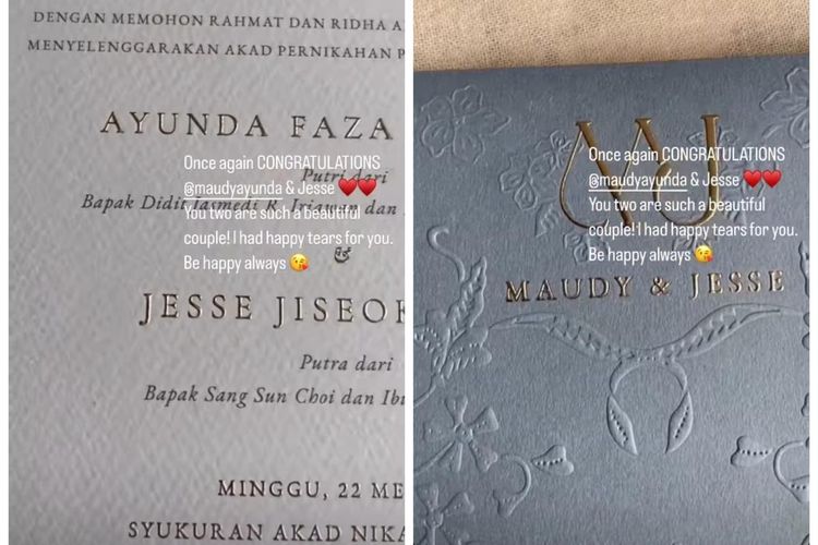 Foto undangan pernikahan Maudy Ayunda dengan Jesse Choi