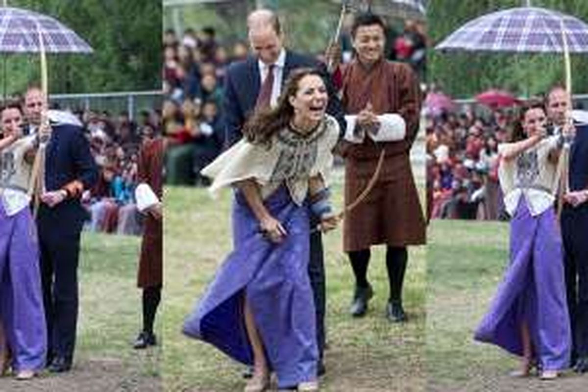 Gaya cantik Kate Middleton ketika sedang memanah di Bhutan
