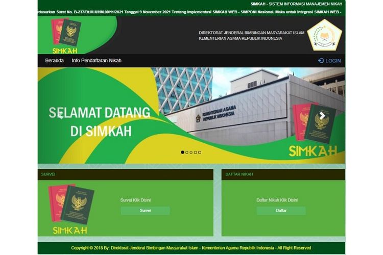 Layanan digital Sistem Informasi Manajemen Nikah (Simkah).