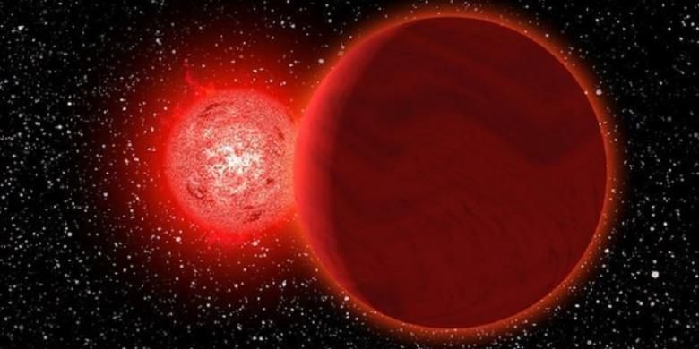 Ilustrasi bintang Scholz. Bintang tersebut kini berjarak 20 tahun cahaya dari Matahari. Namun, 70.000 tahun lalu, bintang tersebut pernah menyenggol tata surya kita.