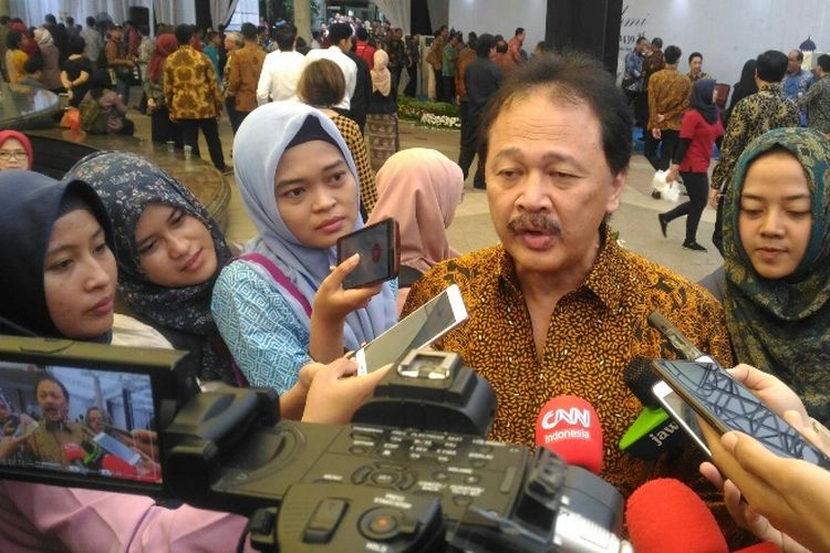Dirut PT BEI Tito Sulistio saat menghadiri halalbihalal OJK di Kompleks Gedung BI Jakarta, Jumat (22/6/2018).