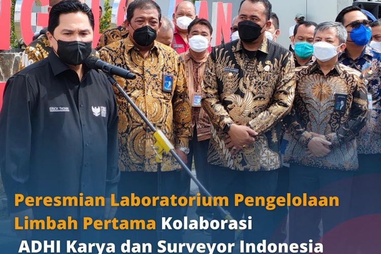 Menteri BUMN Erick Thohir saat meresmikan fasilitas pengolahan limbah terpadu di Medan, Sumatera Utara.