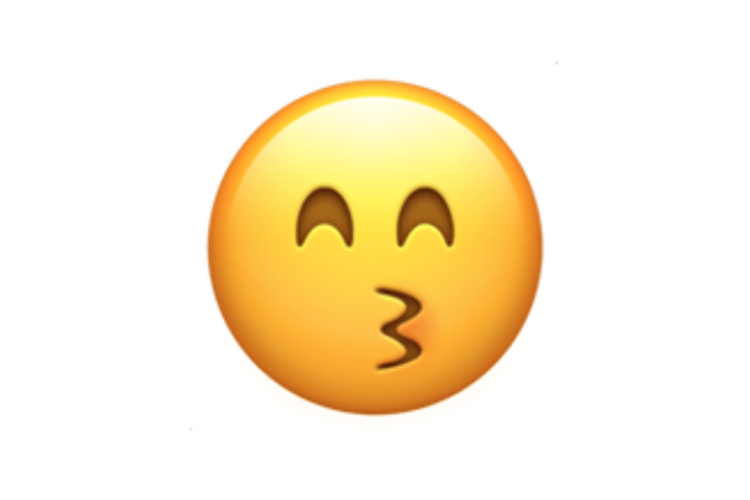 Ilustrasi emoji wajah mencium dengan mata tersenyum.