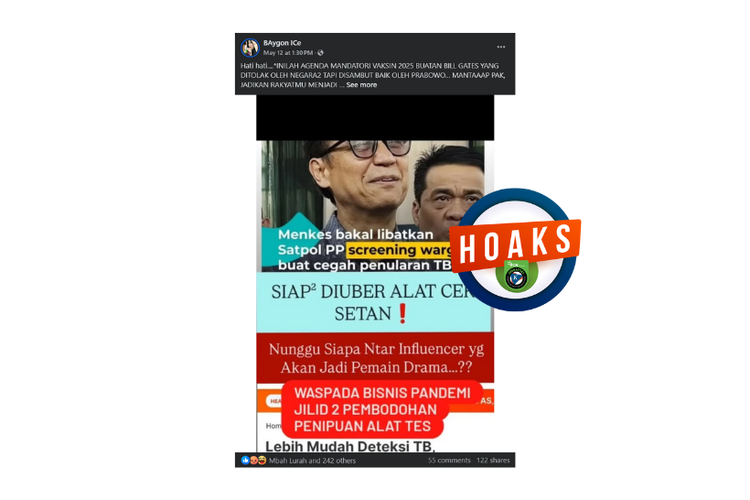 Hoaks, Satpol PP akan dikerahkan untuk paksa warga vaksin TBC