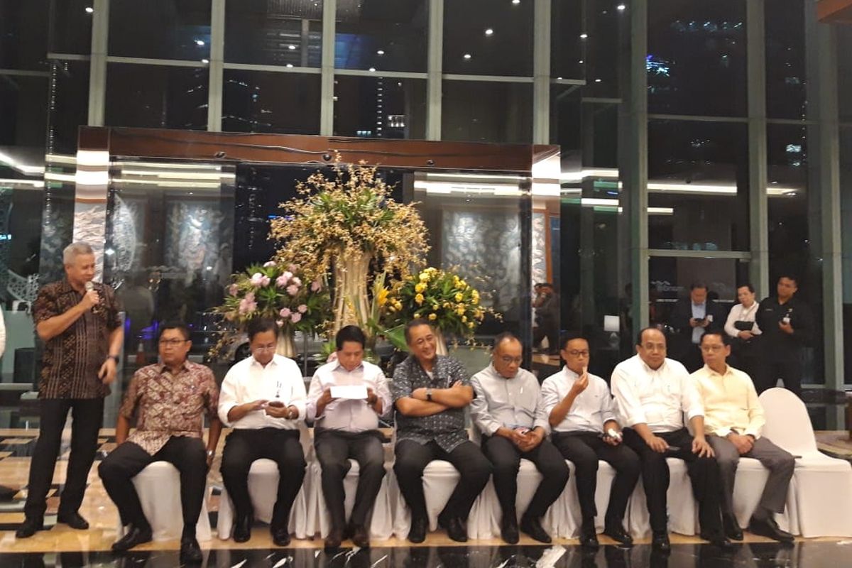 Jajaran Direksi Bank Mandiri di Jakarta, Kamis (9/5/2019).