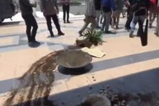Unjuk Rasa, Mahasiswa Rusak Pot Bunga di Halaman DPRD Sulbar