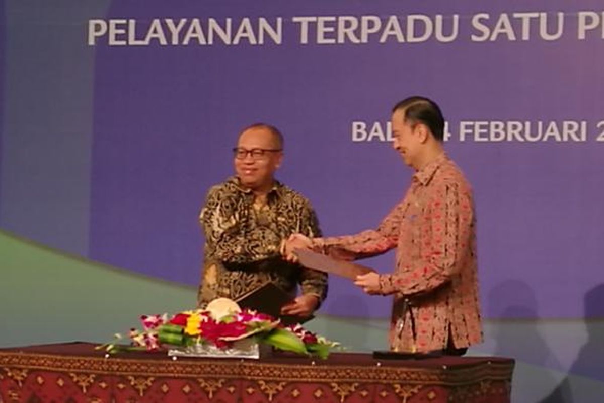 Penandatangan MoU Antara BKPM dengan BPJS Ketenagakerjaan di Nusa Dua, Bali,Jumat (24/2/2017)