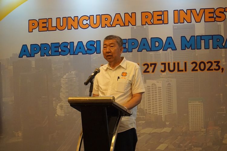 Ketua Umum DPP REI, Paulus Totok Lusida dalam acara  Apresiasi kepada Mitra Strategis REI, Kamis (27/07/2023) di Hotel Grand Sheraton, Jakarta.