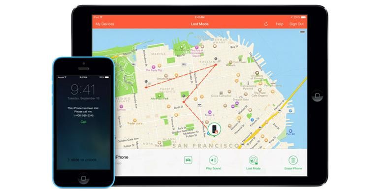 Ilustrasi pencarian ponsel menggunakan fitur find my iPhone