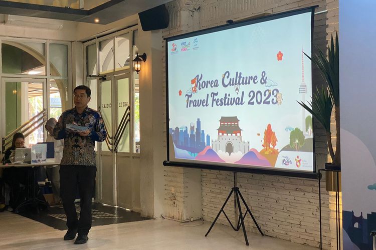 Direktur Korea Tourism Organization Jakarta Office, Yang Su Bae, saat acara Press Conference Korea Culture & Travel Festival 2023 di Jakarta, Kamis (24/8/2023).