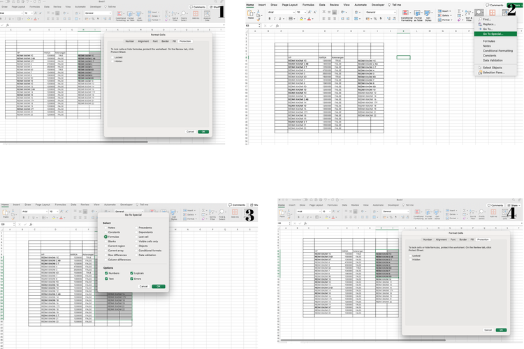 Ilustrasi cara mengunci rumus di Excel