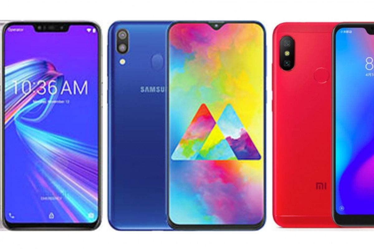 Ilustrasi Asus Zenfone M2, Samsung M20, Redmi Note 6 Pro