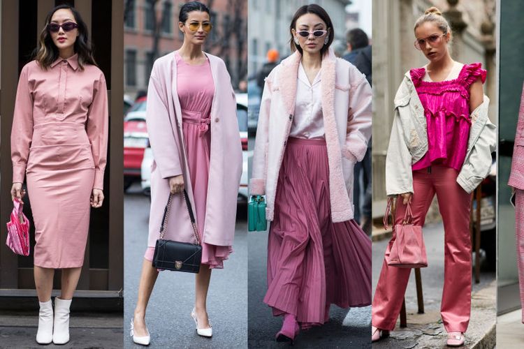 Street style warna pink dari ajang Pekan Mode Milan 2018. Berikut warna baju yang membuat kulit tampak cerah

