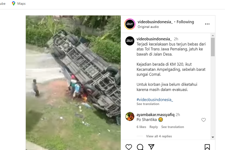 Video bus PO Shantika terjun bebas dari Tol Pemalang