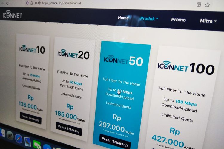 Ilustrasi daftar harga WiFi Iconnet terbaru.