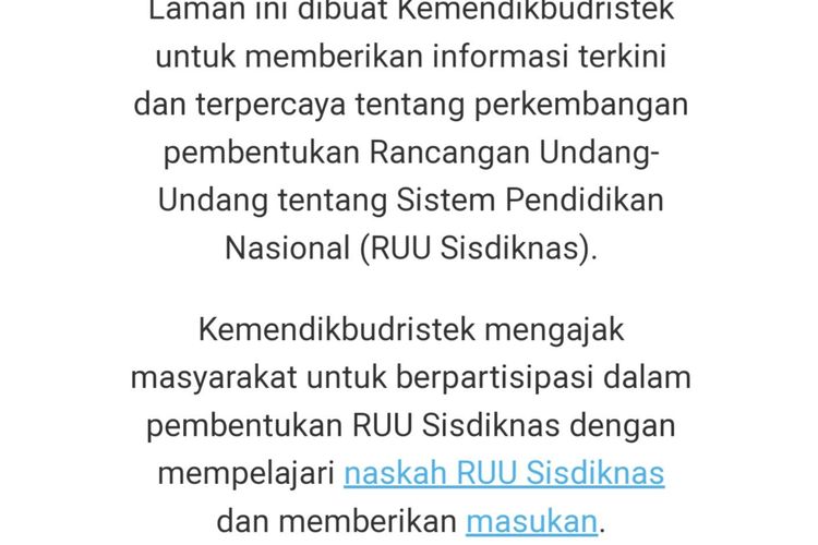 Kemendikbudristek  mengajak masyarakat  memberi masukan isi naskah RUU Sisdiknas. 