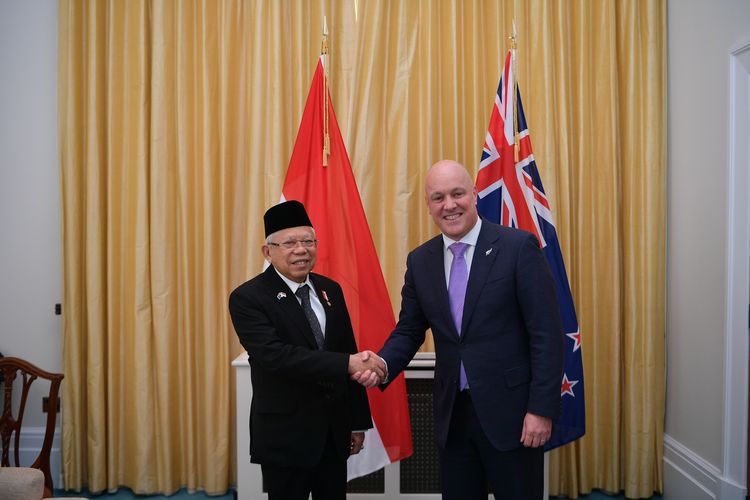 Wakil Presiden Ma'ruf Amin melakukan pertemuan bilateral  dengan Perdana Menteri Selandia Baru Christopher Luxon di Wellington, Selasa (27/2/2024).