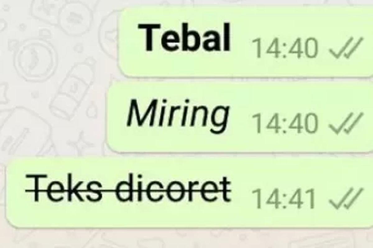 Tampilan huruf di WhatsApp bisa diubah menjadi cetak tebal, miring, dan dicoret.