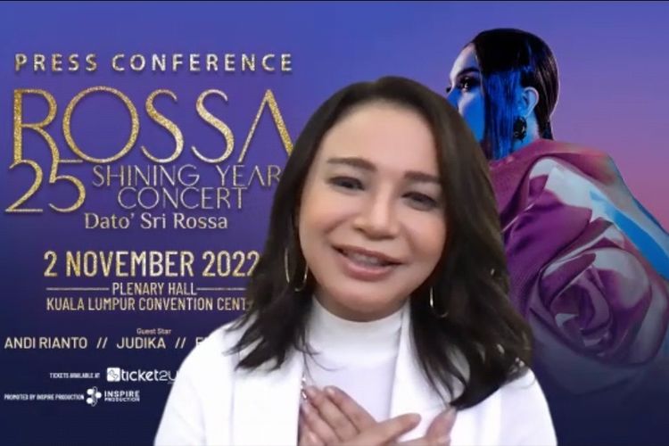 Penyanyi Rossa dalam konferensi pers virtual Rossa 25th Shining Year Concert Malaysia, Jumat (9/9/2022). 